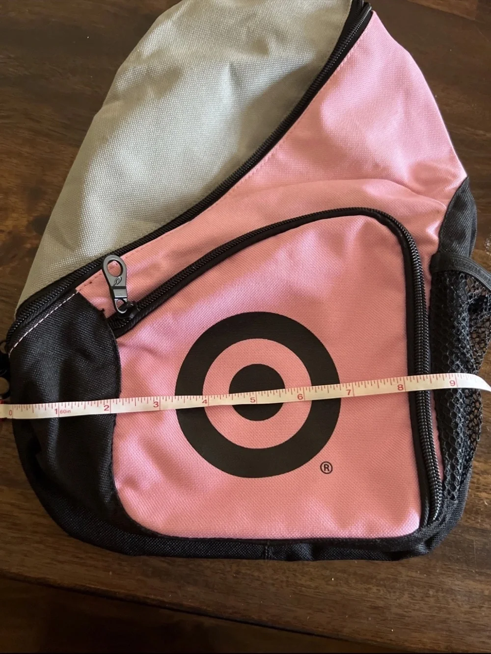 Target Pink and Black Sling Backpack with Bullseye Logo
